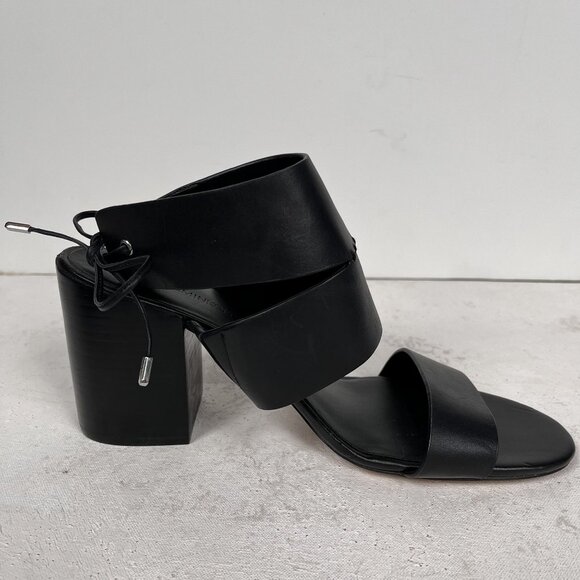 REBECCA MINKOFF Christy Block Heel Vachetta Leather Sandal Black Sz 10.5M - Picture 5 of 11